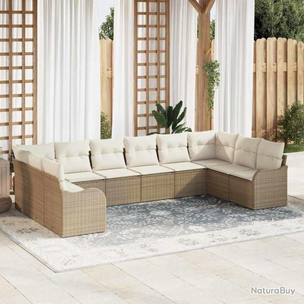 Ensemble de canap� de 10 pcs Beige et blanc polyrotin