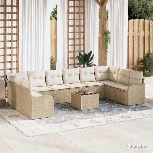 Ensemble de canap� de 11 pcs Beige et blanc polyrotin