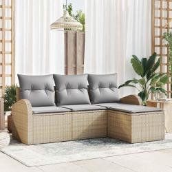 Ensemble de Canap&eacute;s 4 pcs Beige et Gris clair polyrotin