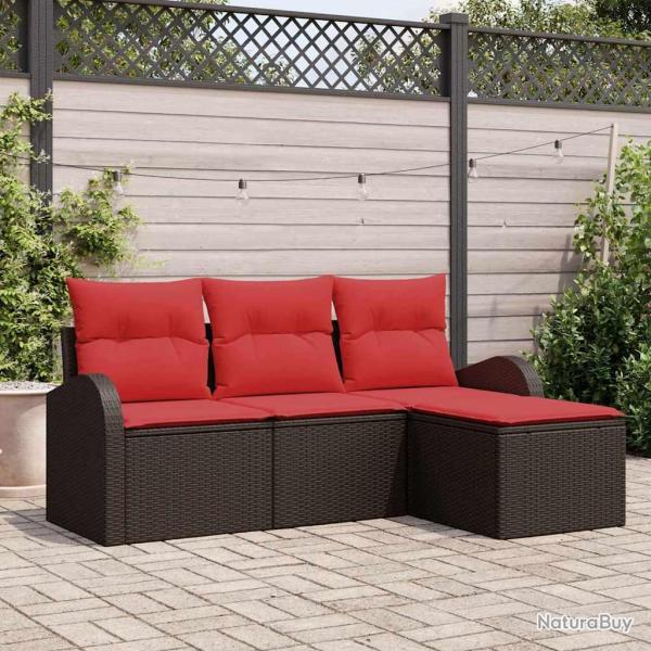 Ensemble de Canap�s 4 pcs Marron et rouge polyrotin