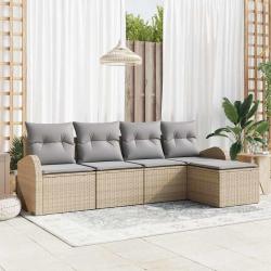 Ensemble de Canap&eacute;s 5 pcs Beige et Gris clair polyrotin