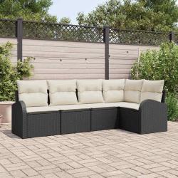 Ensemble de canap&eacute; de 5 pcs Noir et Blanc polyrotin