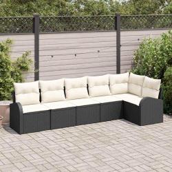 Ensemble de canap&eacute; de 6 pcs Noir et Blanc polyrotin