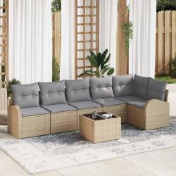 Ensemble de canap&eacute; de 7 pcs Beige et gris clair