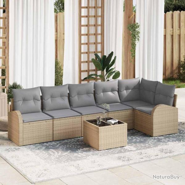 Ensemble de canap� de 7 pcs Beige et gris clair