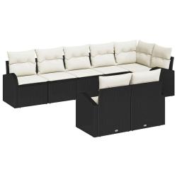 Ensemble de canap&eacute; de 8 pcs Noir et Blanc polyrotin