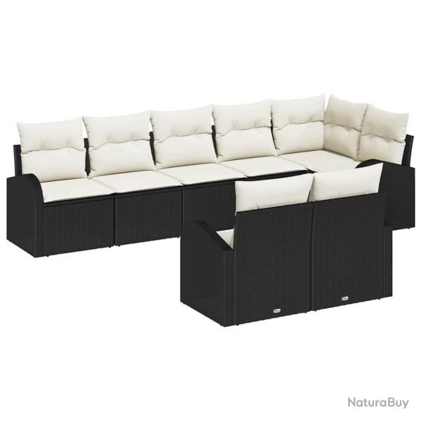 Ensemble de canap� de 8 pcs Noir et Blanc polyrotin