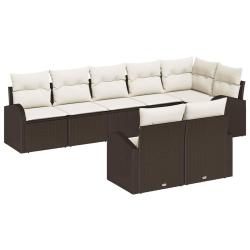 Ensemble de canap&eacute; de 8 pcs Marron et blanc polyrotin
