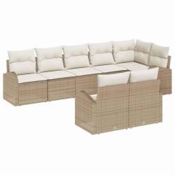 Ensemble de canap&eacute; de 8 pcs Beige et blanc polyrotin