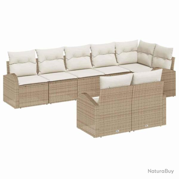 Ensemble de canap� de 8 pcs Beige et blanc polyrotin