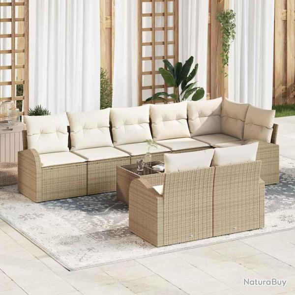 Ensemble de canap� de 9 pcs Beige et blanc polyrotin