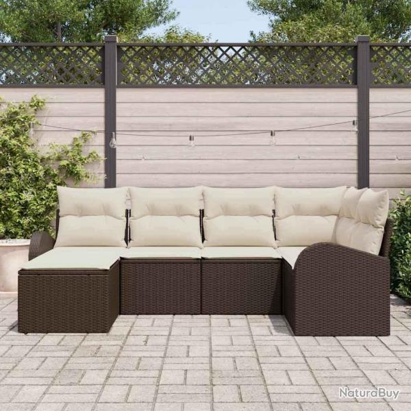 Ensemble de Canap�s 6 pcs Marron et blanc polyrotin