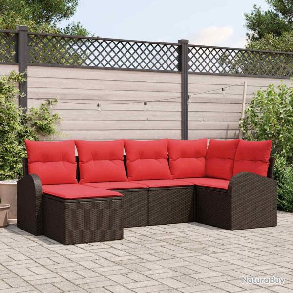 Ensemble de Canap�s 6 pcs Marron et rouge polyrotin