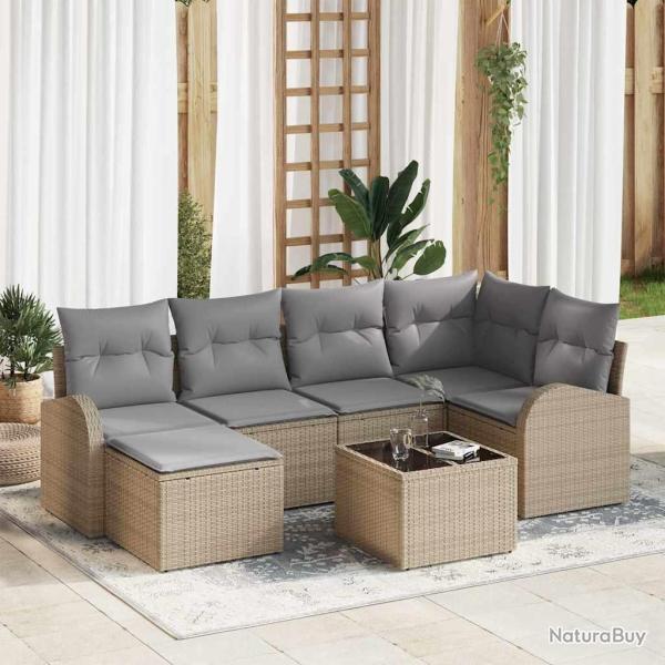 Ensemble de Canap�s 7 pcs Beige et gris clair polyrotin
