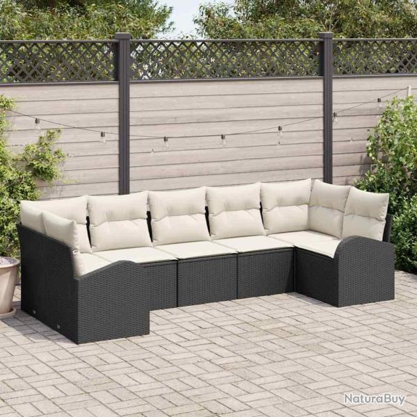 Ensemble de canap� de 7 pcs Noir et Blanc polyrotin