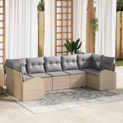 Ensemble de canap&eacute; de 7 pcs Beige et Gris clair