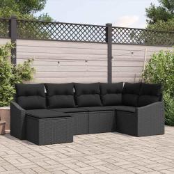 Ensemble de salle &agrave; manger pour avec coussin 6 pcs Noir