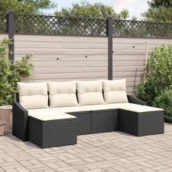Ensemble de salle &agrave; manger pour 6 pcs Noir et Cr&egrave;me