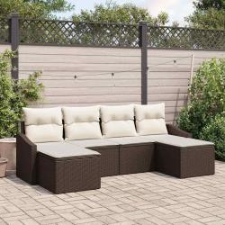 Ensemble de salle &agrave; manger pour 6 pcs Marron et Cr&egrave;me