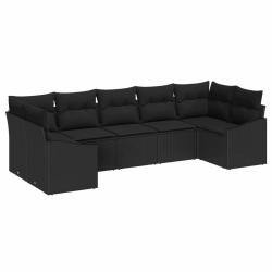 Ensemble de canap&eacute; de avec stockage 7 pcs Noir polyrotin