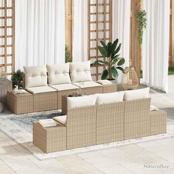 Ensemble de canap�, 8 pi�ces, en rotin synth�tique PE, beige et cr�me, pour le salon