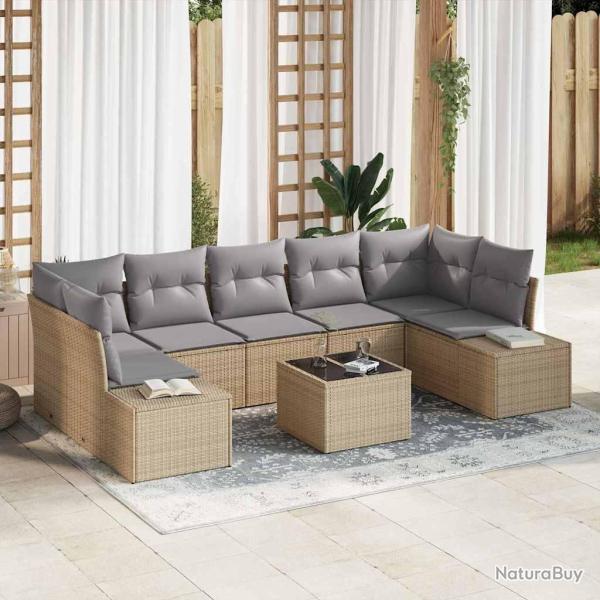Ensemble de canap� de 8 pcs Beige et gris polyrotin