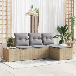 Ensemble de canap&eacute; de 4 pcs Beige et Gris clair