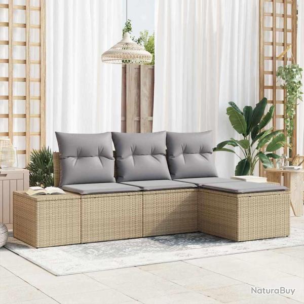 Ensemble de canap� de 4 pcs Beige et Gris clair
