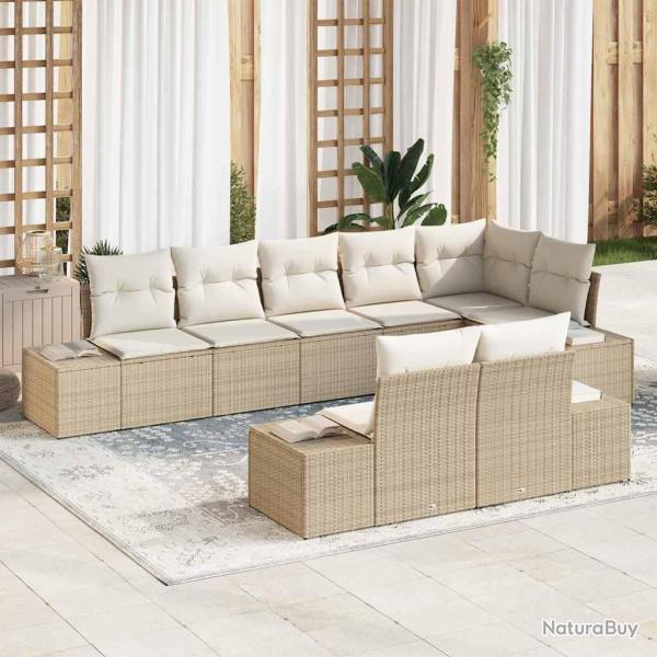 Ensemble de canap� de 8 pcs Beige et cr�me Poly rotin