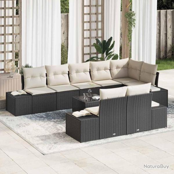 Ensemble de canap� de Noir et Cr�me Poly rotin