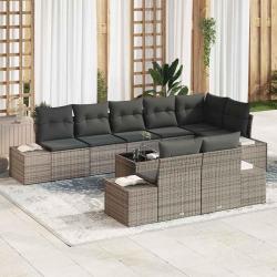 Ensemble de canap&eacute; de avec stockage Gris Poly rotin