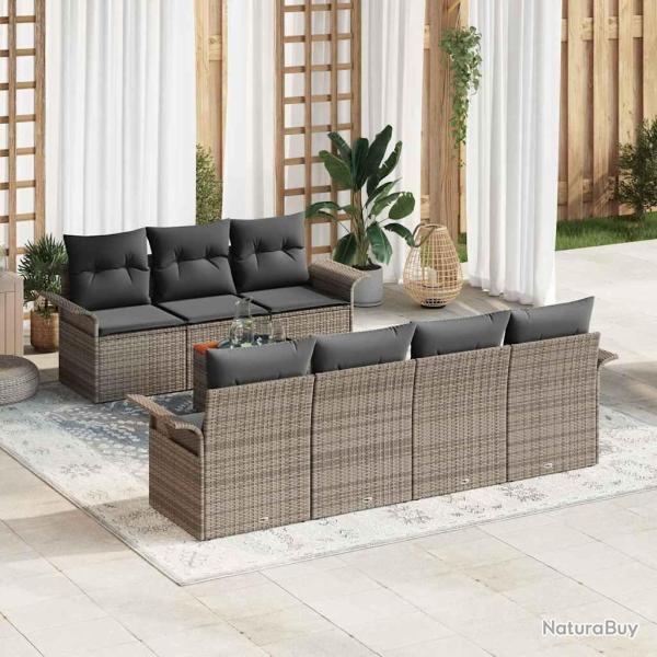 Ensemble de canap�s, 8 pi�ces, 7 places, gris