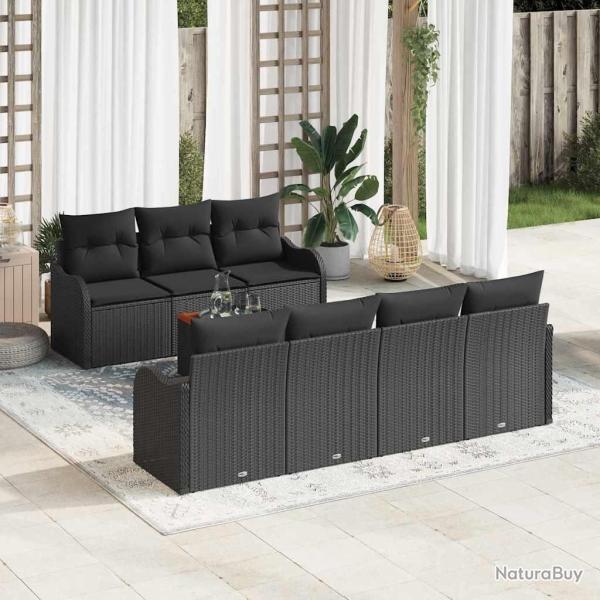 Ensemble de canap� de avec stockage 8 pcs Noir polyrotin