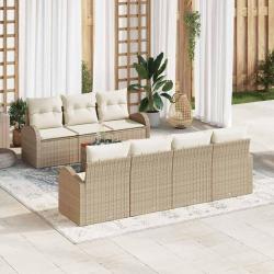 Ensemble de canap&eacute; de 8 pcs Beige et cr&egrave;me polyrotin