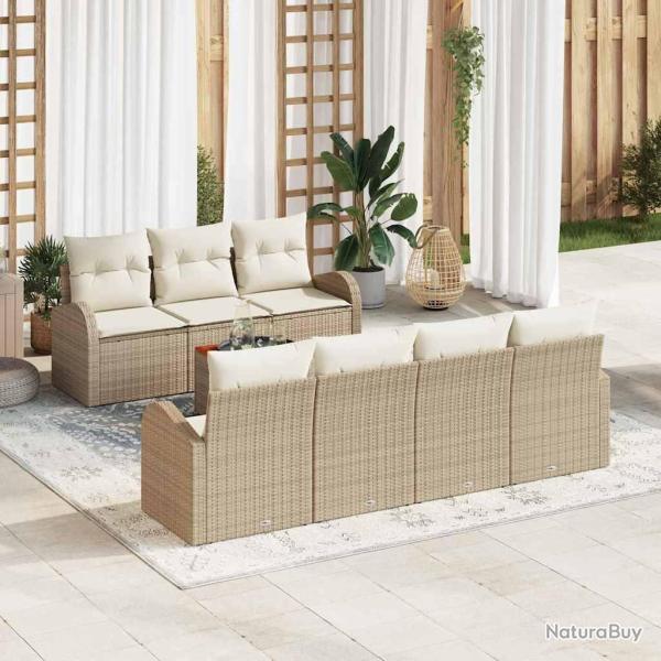 Ensemble de canap� de 8 pcs Beige et cr�me polyrotin