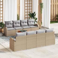 Ensemble de canap&eacute; de 9 pcs Beige et Gris clair