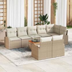 Ensemble de canap&eacute; de 9 pcs Beige et cr&egrave;me polyrotin