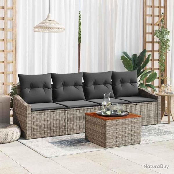 Ensemble de canap� de avec stockage 5 pcs Gris polyrotin