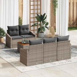 Ensemble de canap&eacute; de avec stockage 6 pcs Gris polyrotin