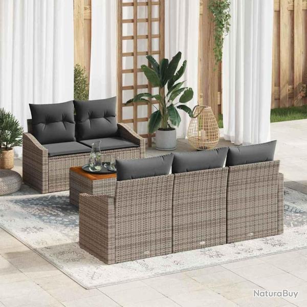 Ensemble de canap� de avec stockage 6 pcs Gris polyrotin
