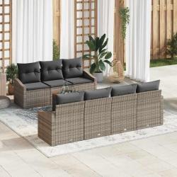 Ensemble de canap&eacute; de avec stockage 8 pcs Gris polyrotin