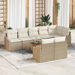 Ensemble de canap&eacute; de 9 pcs Beige et cr&egrave;me polyrotin