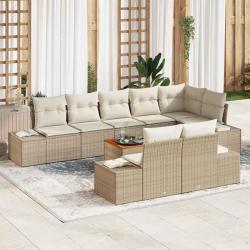 Ensemble de canap&eacute; de avec stockage 9 pcs Beige et blanc