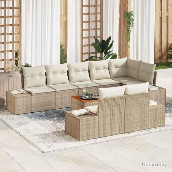Ensemble de canap� de avec stockage 9 pcs Beige et blanc
