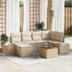 Ensemble de canap&eacute; de 7 pcs Beige et blanc