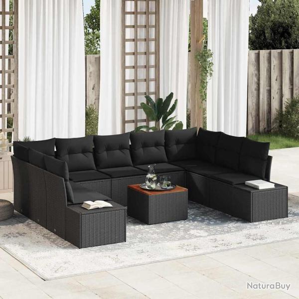 Ensemble de canap� de avec stockage 10 pcs Noir