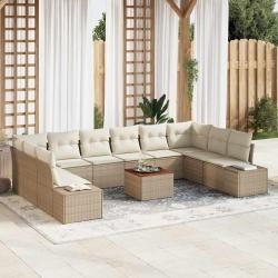 Ensemble de canap&eacute; de 11 pcs Beige et blanc