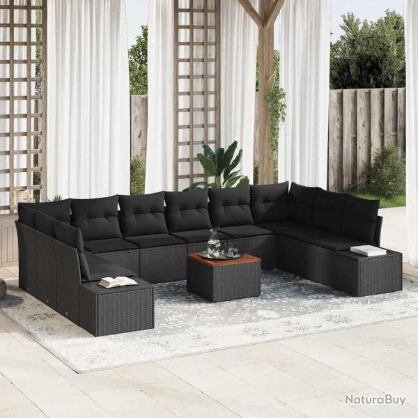 Ensemble de canap� de avec stockage 11 pcs Noir