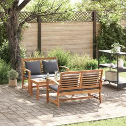 Ensemble de canap&eacute; de 3 pcs Naturel Bois de teck massif