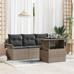 Ensemble de canap&eacute; de 5 pcs Gris Poly Rattan